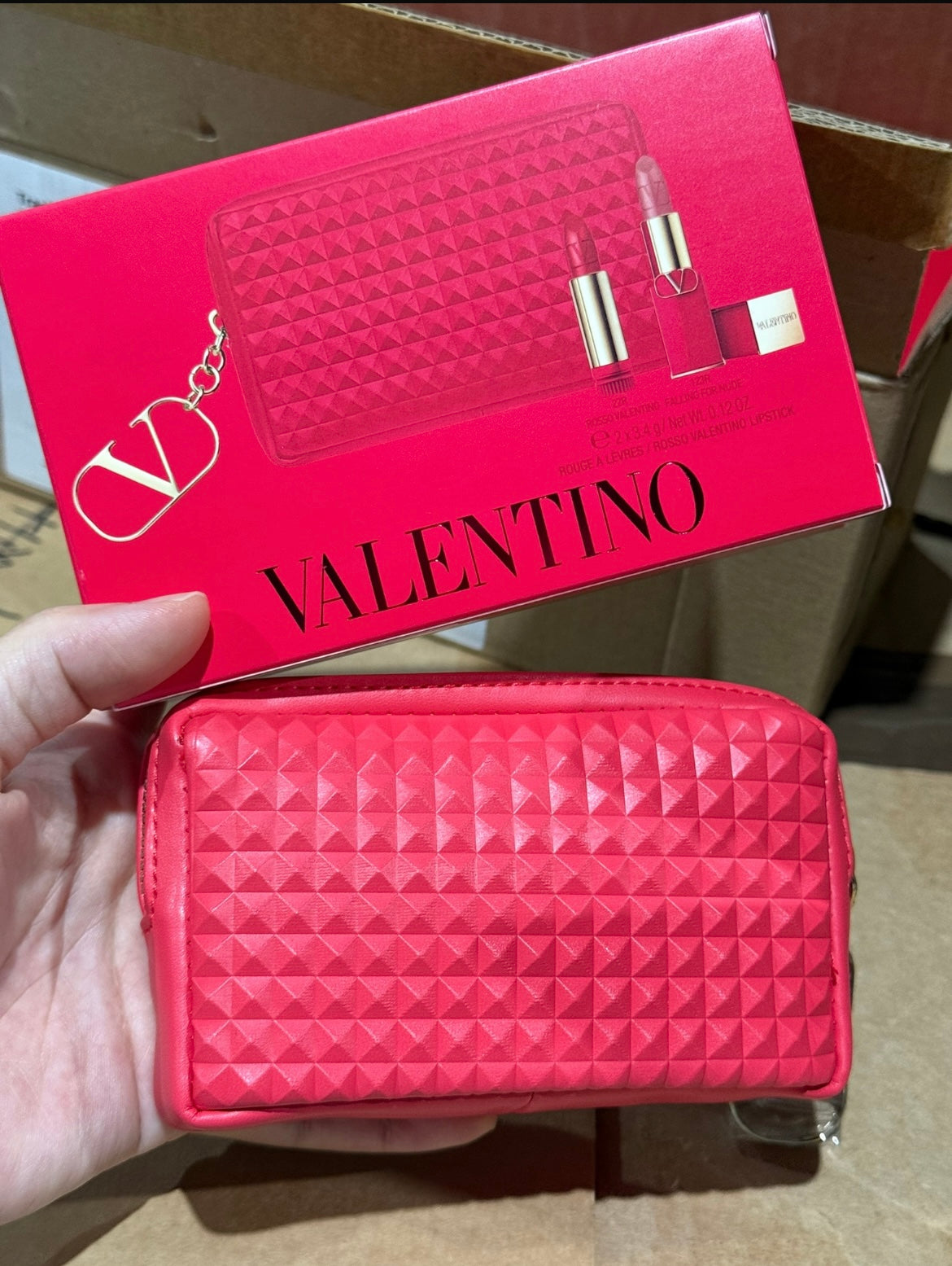 Valentino lip set with pouch