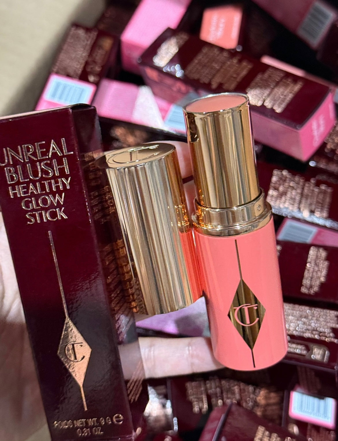 Charlotte Tilbury Unreal Lip + Cheek Glow Blush Stick with Hyaluronic Acid