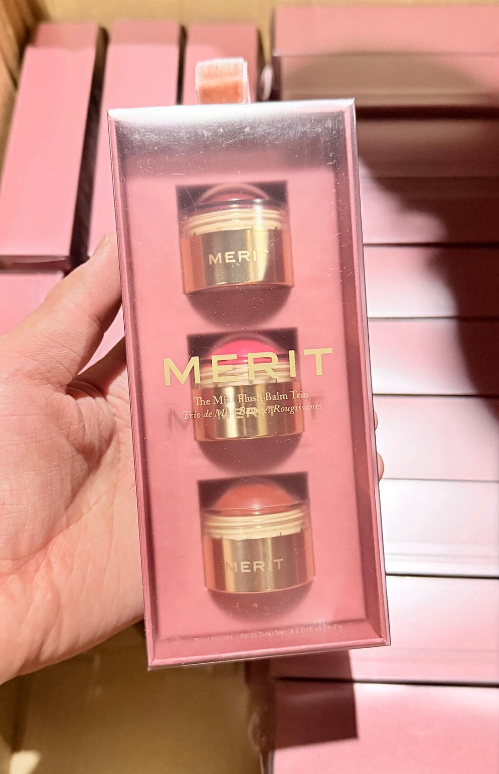 Merit mini flush blush balm trio set