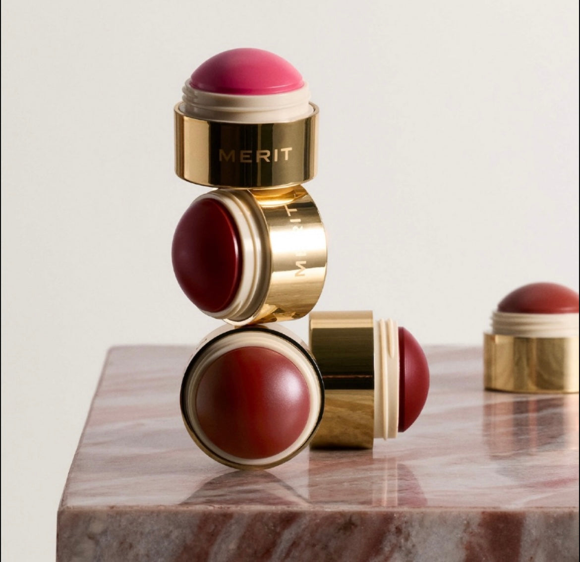 Merit mini flush blush balm trio set