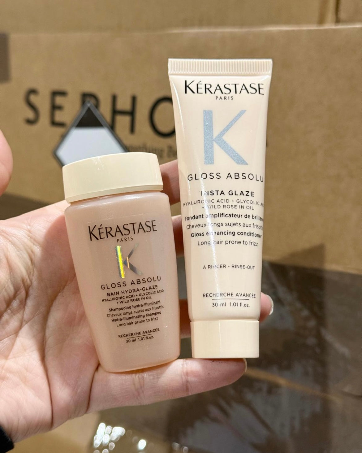 Kérastase Gloss Absolu Travel Set (Shampoo 30ml + Conditioner 30ml)6.5＄ (100sets6＄each)